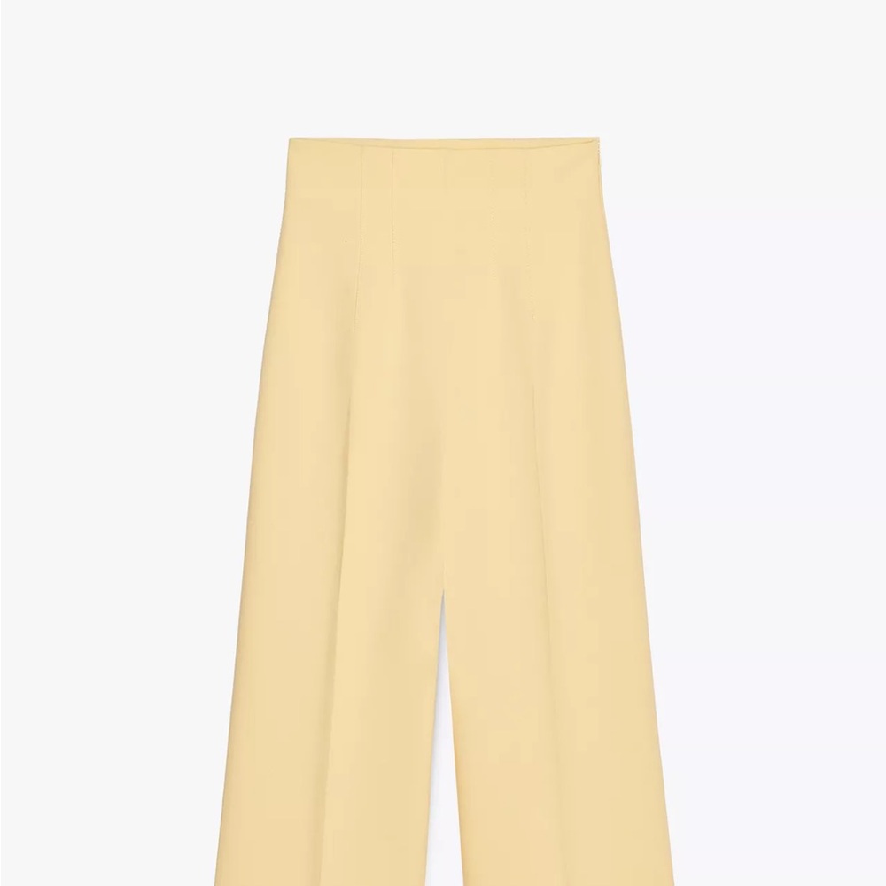 Zara Cream Cropped Wide-Leg Pants